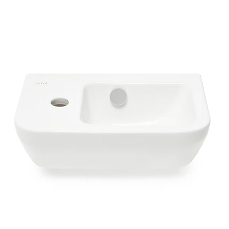 Bijeli keramički mali umivaonik Vitra Integra 37x22 cm s otvorom za pro slavinu lijevo u sjajnoj izvedbi