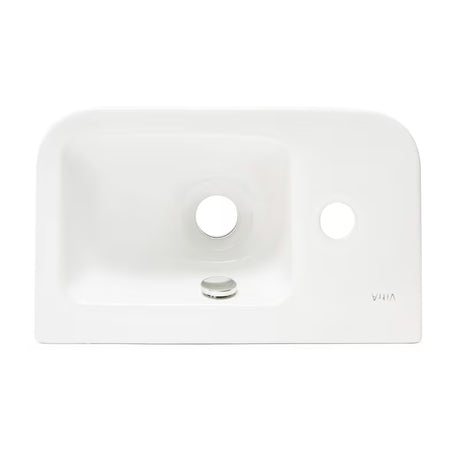 Bijeli keramički mali umivaonik Vitra Integra 37x22 cm s otvorom za pro slavinu lijevo u sjajnoj izvedbi