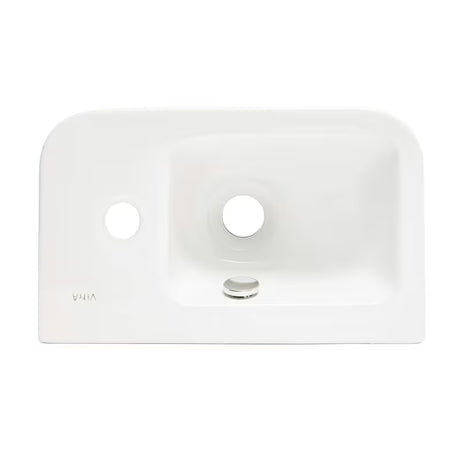 Bijeli keramički mali umivaonik Vitra Integra 37x22 cm s preljevom i otvorom za pro slavinu desno