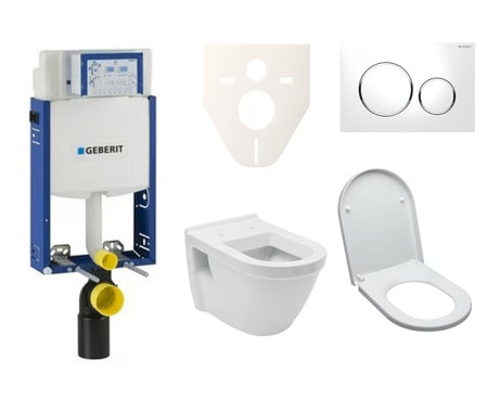 Viseći WC set vitra Integra s ugradbenim modulom, vodokotlićem Geberit i bijelom tipkom za ispiranje