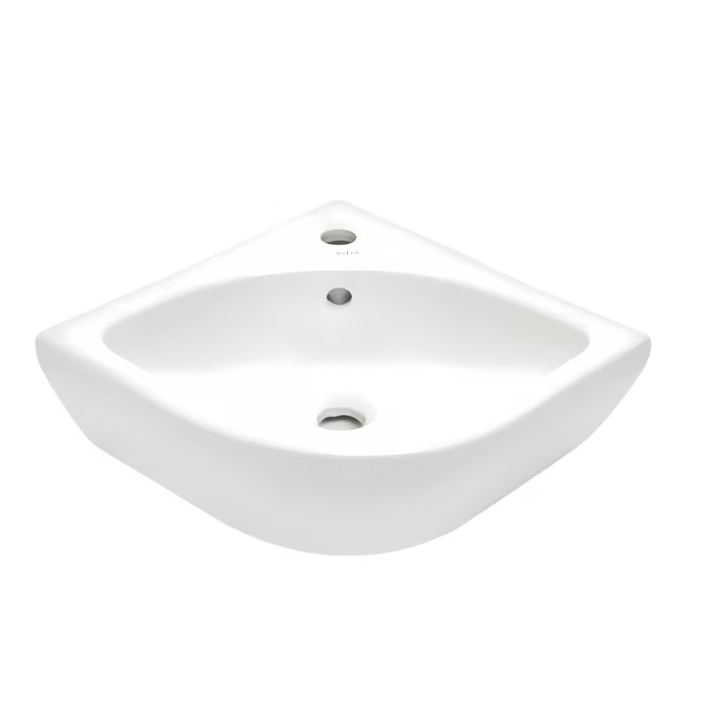 Bijeli kutne mali umivaonik vitra Integra 56x40 cm s preljevom i otvorom pro za slavinu u sredini