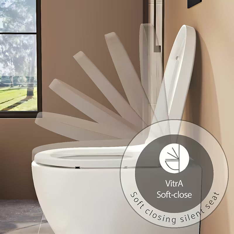 Bijelo WC daska Vitra Integra od duroplasta sa soft Close i metalnim šarkama sa skrivenim pričvršćenjem.