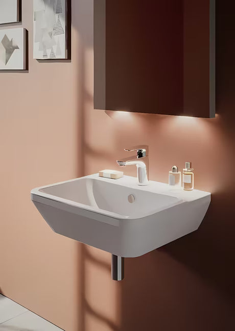 Bijeli viseće keramički umivaonik vitra Integra 45x40 cm s otvorom pro za slavinu u sredini