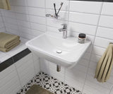 Bijeli viseće keramički umivaonik vitra Integra 55x45 cm s otvorom pro za slavinu u sredini i preljevom.