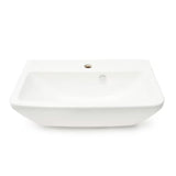 Bijeli viseći umivaonik Vitra Integra 60x36 cm od keramike s otvorom pro za slavinu u sredini i preljevom.