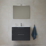 Kupaonski set Vitra Mia 79 x 39,5 cm u antracit boji s ormarićem, umivaonikom, ogledalom i LED rasvjetom.