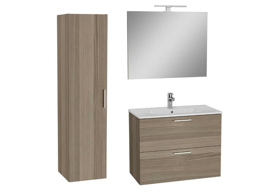 Viseća kupaonski set vitra Mia u dekoru cordoba s keramičkim umivaonikom, ogledalom i LED rasvjetom