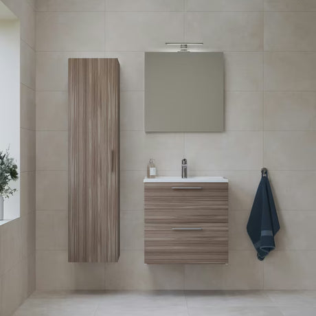 Kupaonski set Vitra Mia 59 x 39,5 cm u dekoru cordoba s ormarićem, umivaonikom, ogledalom i LED rasvjetom