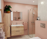 Kupaonski set Vitra Mia 79 x 39,5 cm u dekoru zlatni hrast s ormarićem, umivaonikom, ogledalom i LED rasvjetom.