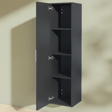 Antracitni viseća visoka kupaonski ormarić vitra Mia s vratima i unutarnjim policama