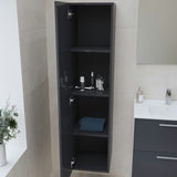 Antracitni viseća visoka kupaonski ormarić vitra Mia s vratima i unutarnjim policama