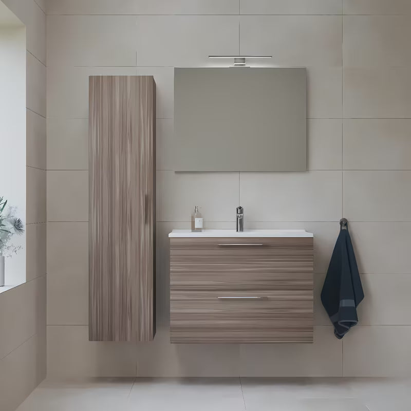 Viseća kupaonski set vitra Mia u dekoru cordoba s keramičkim umivaonikom, ogledalom i LED rasvjetom