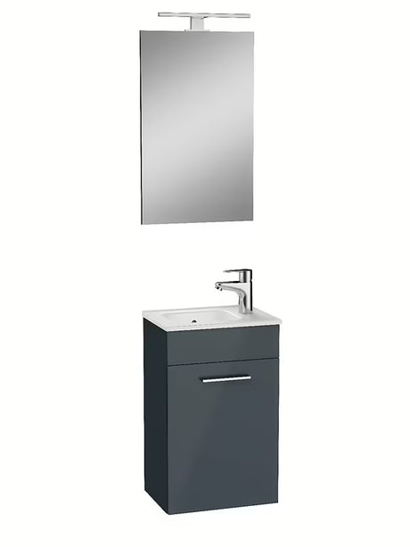 Vitra Mia kupaonski set 39x28 cm u antracit boji s ormarićem, umivaonikom, ogledalom i LED rasvjetom
