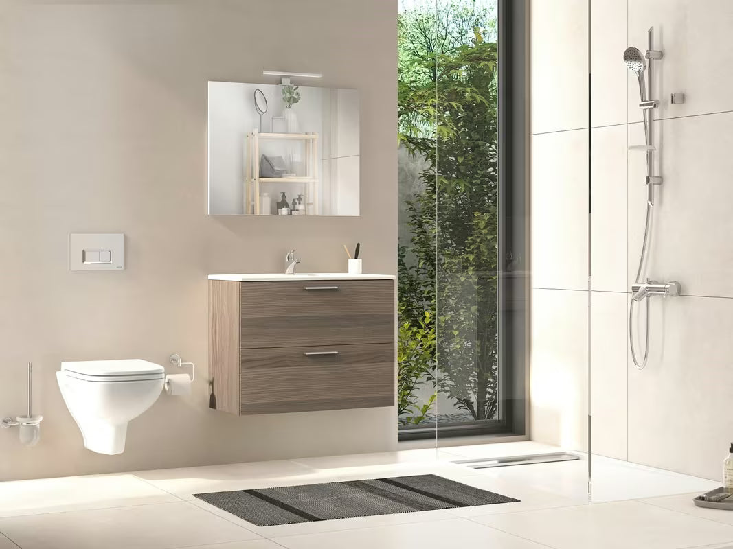 Kupaonski set Vitra Mia 59 x 39,5 cm u dekoru cordoba s ormarićem, umivaonikom, ogledalom i LED rasvjetom