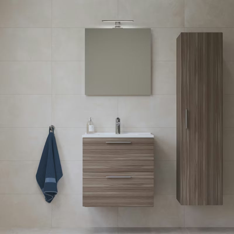 Kupaonski set Vitra Mia 59 x 39,5 cm u dekoru cordoba s ormarićem, umivaonikom, ogledalom i LED rasvjetom
