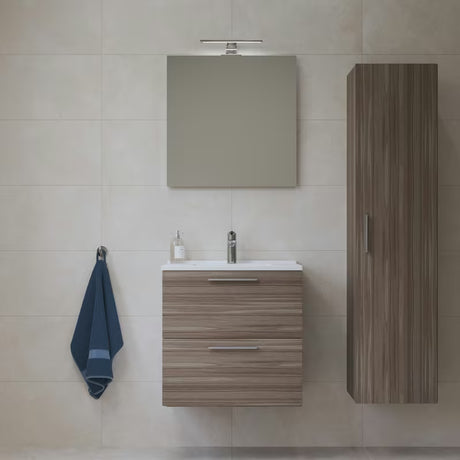 Kupaonski set Vitra Mia 59 x 39,5 cm u dekoru cordoba s ormarićem, umivaonikom, ogledalom i LED rasvjetom