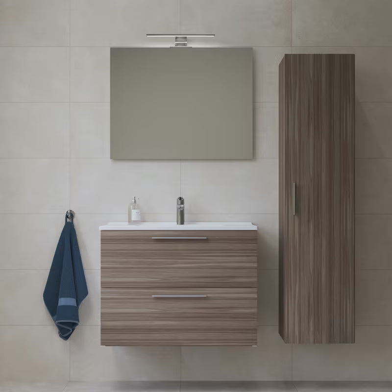 Kupaonski set Vitra Mia 79 x 39,5 cm u dekoru cordoba s ormarićem, umivaonikom, ogledalom i LED rasvjetom