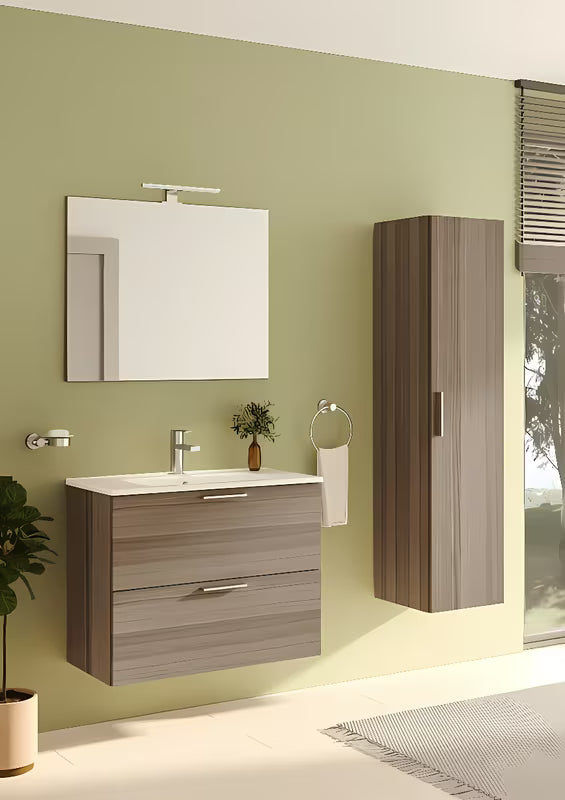 Visoka viseća kupaonski ormarić vitra Mia 35x35x145 cm u dekoru cordoba s vratima i policama.