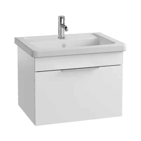 Viseća kupaonski ormarić s keramičkim umivaonikom Vitra Mia u bijeloj sjajnoj boji