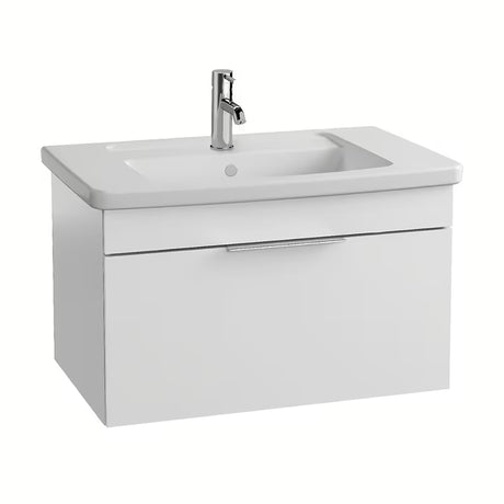 Viseća kupaonski ormarić s keramičkim umivaonikom Vitra Mia u bijeloj sjajnoj boji