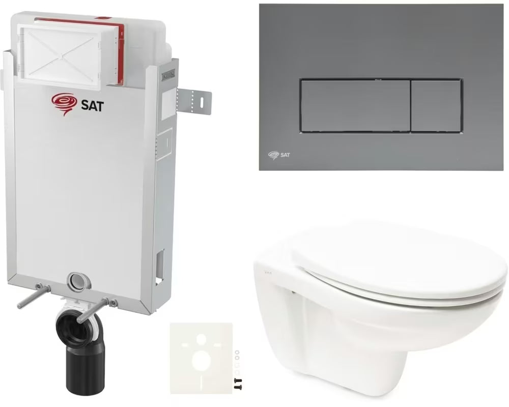 Viseći WC set Vitra Normus s ugradbenim modulom, vodokotlićem, tipkom SAT gun metal mat i daskom