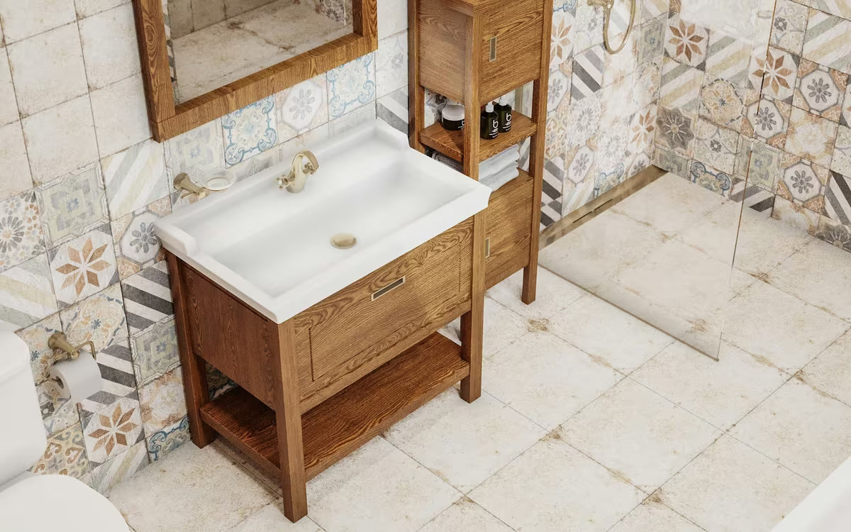 Bijeli keramički viseći umivaonik Vitra Ricordi 80 x 53 cm s otvorom za pro slavinu u sredini i preljevom.