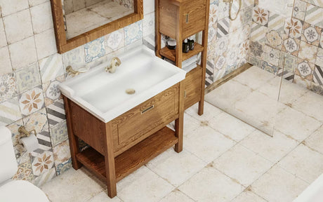 Bijeli keramički viseći umivaonik Vitra Ricordi 80 x 53 cm s otvorom za pro slavinu u sredini i preljevom.