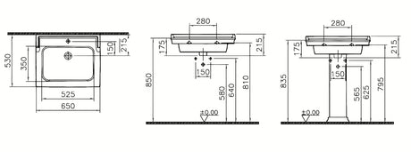 Vitra Ricordi viseće keramički umivaonik bijeli 65 x 53 cm s otvorom pro za slavinu u sredini