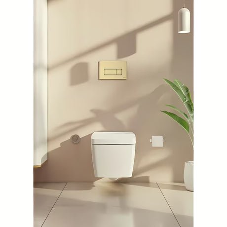 Tipka za ispiranje tipka Vitra Root Square u brušenoj zlatnoj boji s mat površinom