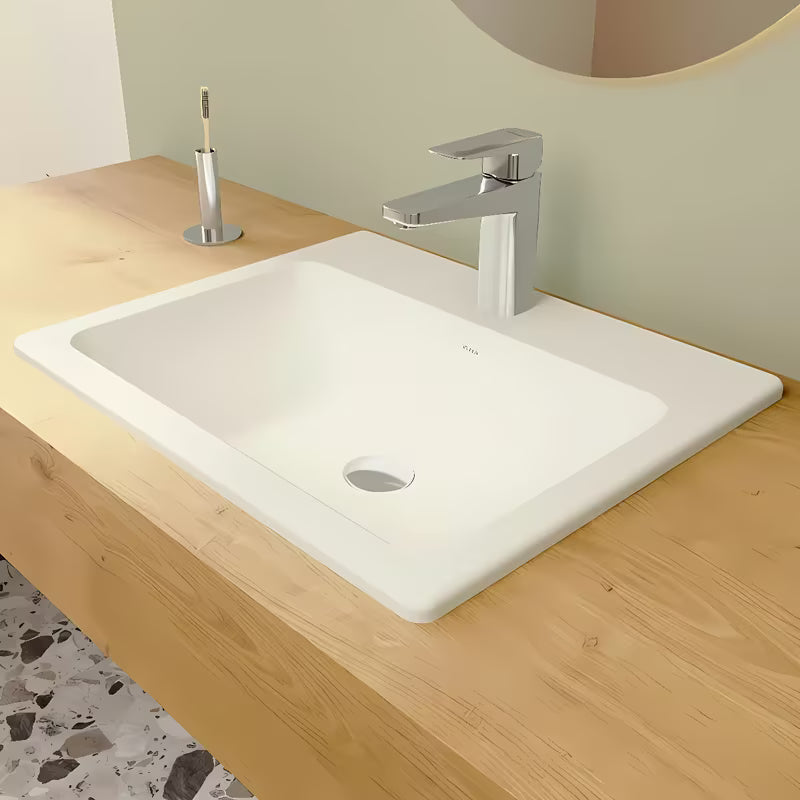 Ugradbeni umivaonik Vitra S20 55 x 45 cm od bijele keramike s preljevom i otvorom pro za slavinu u sredini