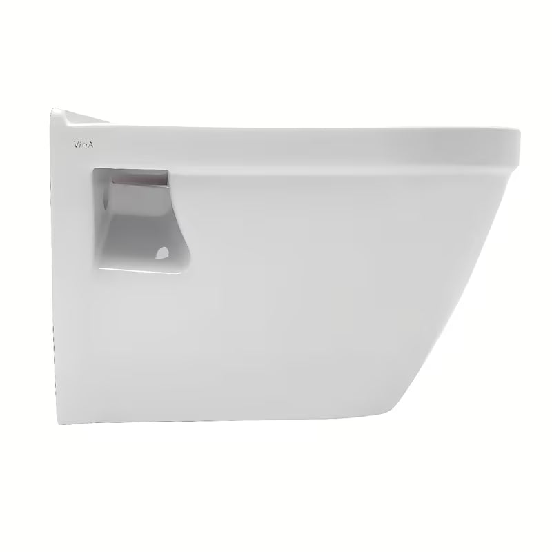 Bijeli viseća WC školjka vitra S50 s vidljivim bočnim pričvršćenjem