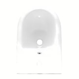 Bijeli viseći bide vitra Shift sa skrivenim pričvršćenjem keramike, bez vidljivih poklopaca i otvora.