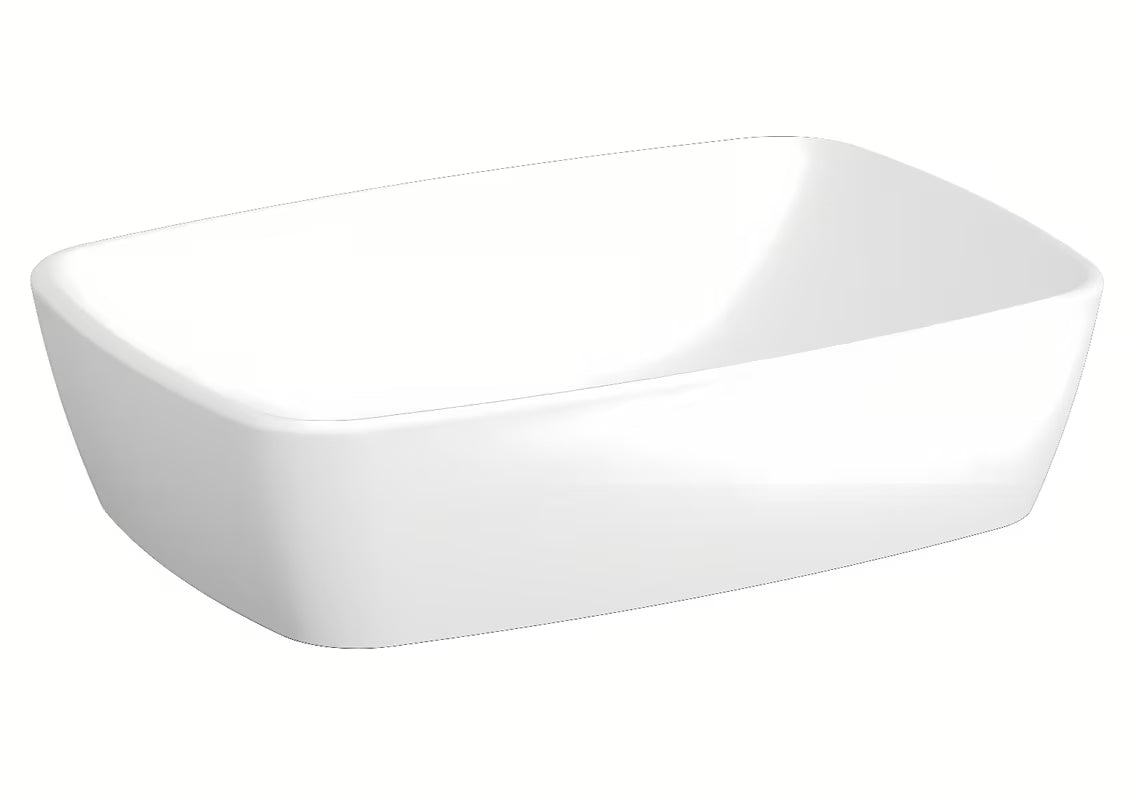 Bijeli keramički umivaonik na ploču Vitra Shift New 55 x 38 cm bez preljeva i bez otvora za miješalicu.