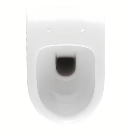 Bijeli viseća WC školjka vitra Shift bez sustava za ispiranje sa skrivenim pričvršćenjem i zaobljenim oblikom.