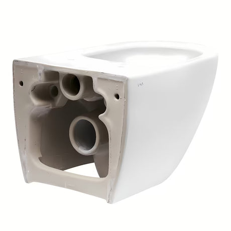 Bijeli viseća WC školjka vitra Shift bez sustava za ispiranje sa skrivenim pričvršćenjem i zaobljenim oblikom.