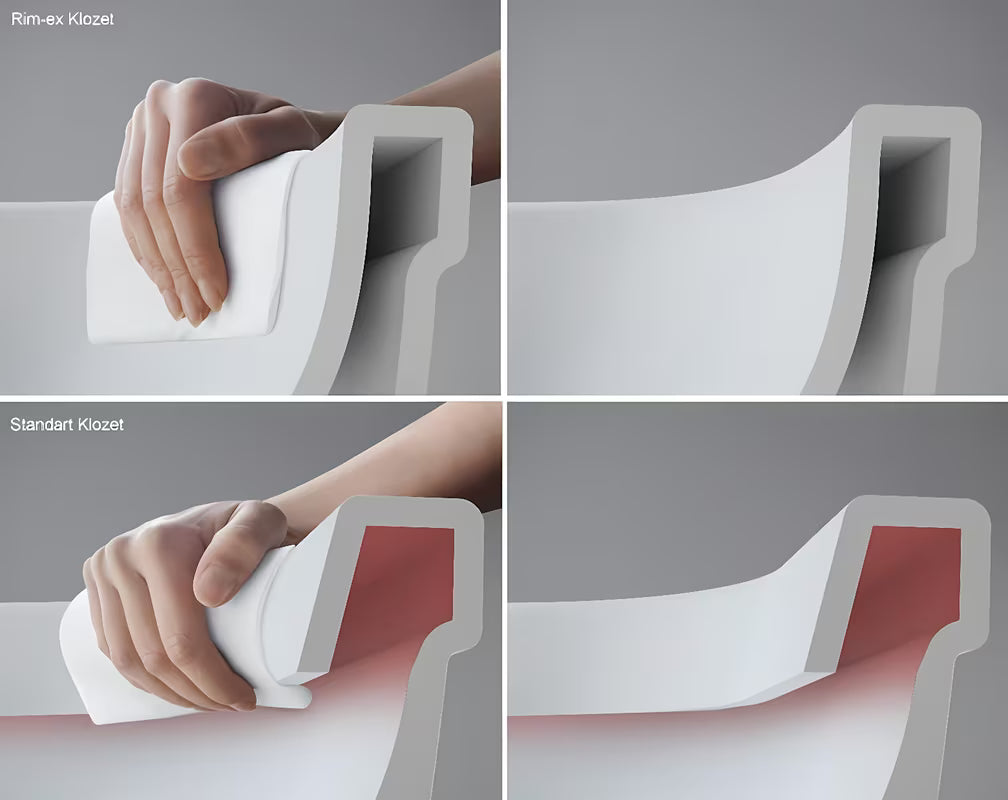 Bijeli viseća WC školjka vitra Shift bez sustava za ispiranje sa skrivenim pričvršćenjem i zaobljenim oblikom.