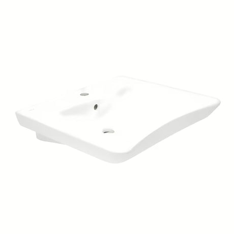 Bijeli bez barijera viseći umivaonik Vitra od keramike s preljevom i otvorom pro slavinu u sredini