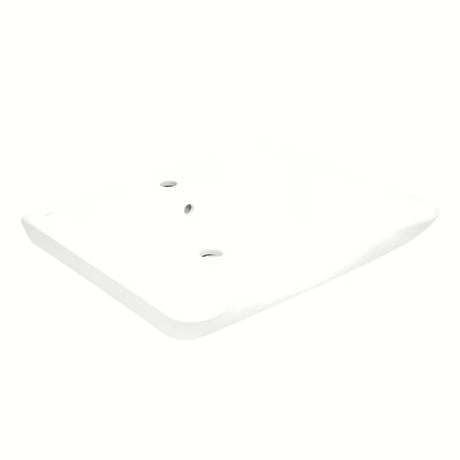 Bijeli viseće bez barijera umivaonik Vitra 65x56 cm od keramike s preljevom i otvorom pro slavinu u sredini.