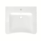 Bijeli viseće bez barijera umivaonik Vitra 65x56 cm od keramike s preljevom i otvorom pro slavinu u sredini.
