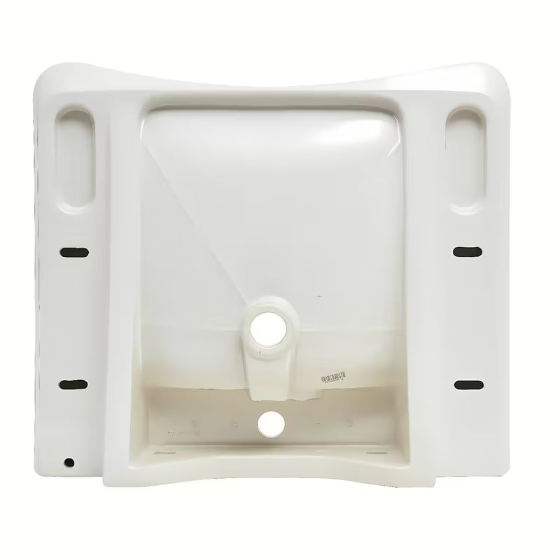 Bijeli viseće bez barijera umivaonik Vitra 65x56 cm od keramike s preljevom i otvorom pro slavinu u sredini.