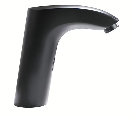 Crna beskontaktna miješalica za umivaonik Weltservis Donner AutoFlow 02 s infracrvenim senzorom i ručicom pro za podešavanje temperature.