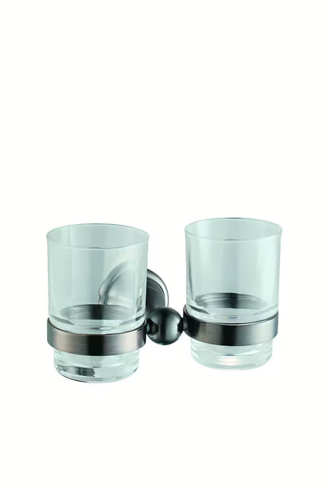 Zidni mesingani držač za četkice s dvije čaše u završnoj obradi dark-metal