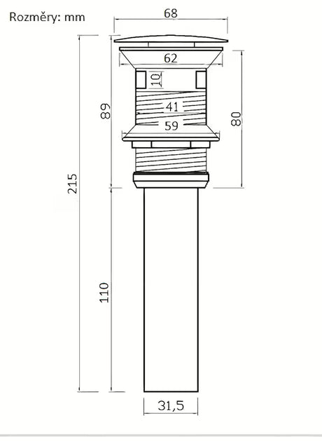 Odvod za umivaonik WF Industrial clic clac s preljevom u završnoj obradi uljem trljana bronca.