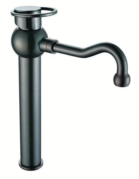 Visoka jednoručna baterija umivaonička stojeća slavina WF Industrial u završnoj obradi uljno brušena bronca Dark-Metal.